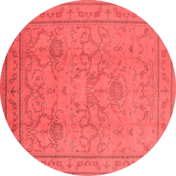 Ahgly Company Indoor Round Oriental Red Industrial Area Rugs, 4' Round
