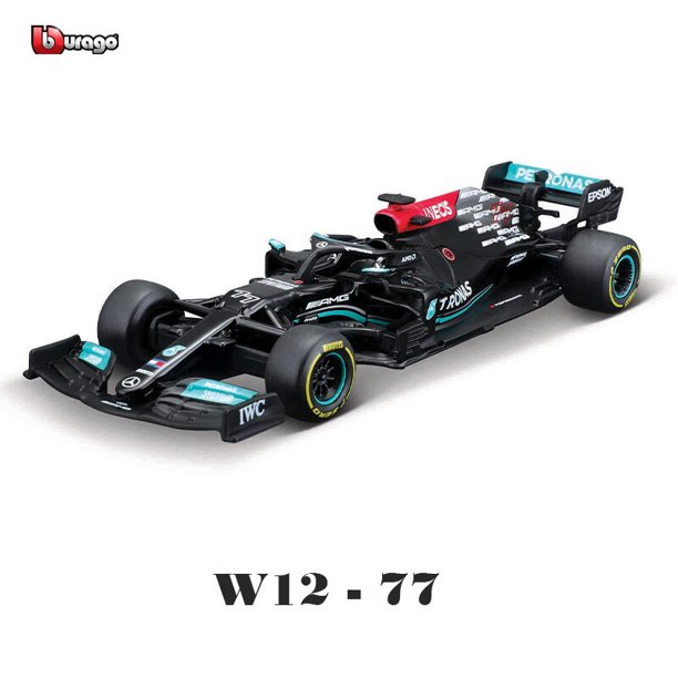 Bburago-Coche de juguete modelo 1:43 2021 F1 mercedes-amg W12 44 # Lewis Hamilton 77 # Valtteri Bottas, aleación de simulación Fivean unisex