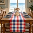 thumbnail image 5 of 4th of July Red White Blue Plaid Table Runner, Independence Day Patriotic Checkered Polyester Linen, Holiday Decor for Dining Kitchen Table, 5 of 7
