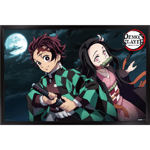 Trends International Demon Slayer Tanjiro Nezuko Wall Poster 24 25 X 35 75 X 75 Black Framed Version Walmart Com Walmart Com