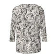 thumbnail image 3 of Camiseta de Manga Larga de las Mujeres Flores Impresas 3/4 Manga Cuello Redondo, Camisetas de Manga 3/4 para Mujeres Suaves Elásticas, 3 of 5