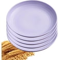 thumbnail image 1 of 5Pcs Dinner Plates Wheats Straw Plates Set Unbreakable Reusable,Lightweight,Smooth Edge Plate Dishwasher & Microwave Safe (Purple,8 inch), 1 of 8