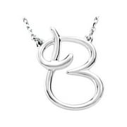 Letter B Script Initial 16" Necklace in Sterling Silver