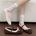thumbnail image 7 of oqasdz Womens Casual Shoes Two Tone Bow Knot Slip On Buckle Snap Ballet Shoes Fashion Comfortable Everyday Loafers for Daily Wear Outdoor Summer, 7 of 7