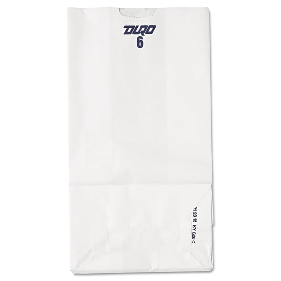 General #6 Paper Grocery Bag 35lb White Standard 6 x 3 5/8 x 11 1/16 500 bags GW6500