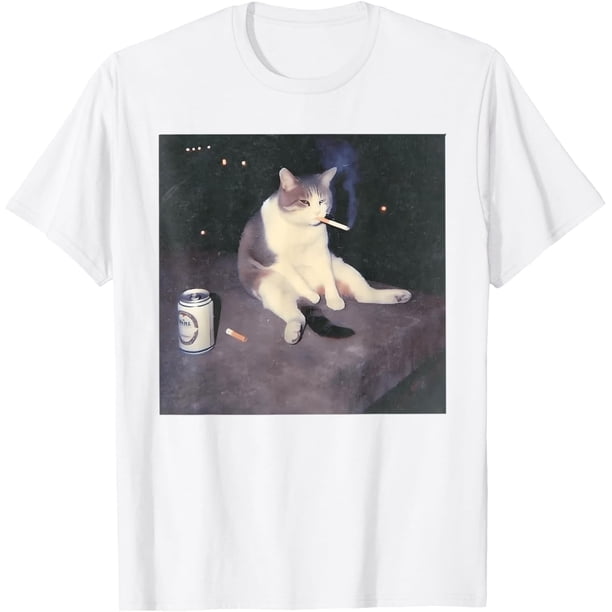 Funny Smoking Cat Meme Camiseta