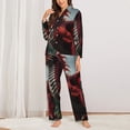 thumbnail image 2 of Vsdgher Majestic Red Dragon Pajamas Set Long Sleeve Sleepwear Womens Button Down Nightwear Pj Sets-X-Large, 2 of 7