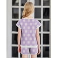 thumbnail image 4 of Arshiner Girls Summer Outfits 2 Piece Clothes Color Block Drop Shoulder Sleeve Top and Casual Short Sets Activewear, 4 of 6
