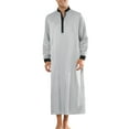 thumbnail image 1 of CAMISA DE NOCHE SATINADA INSPIRE CHIC PARA HOMBRES DE MANGAS LARGAS CON CUELLO CERRADO, VESTIDO DE SUEÑO, ROPA DE NOCHE GRIS TAMAÑO S, 1 of 5