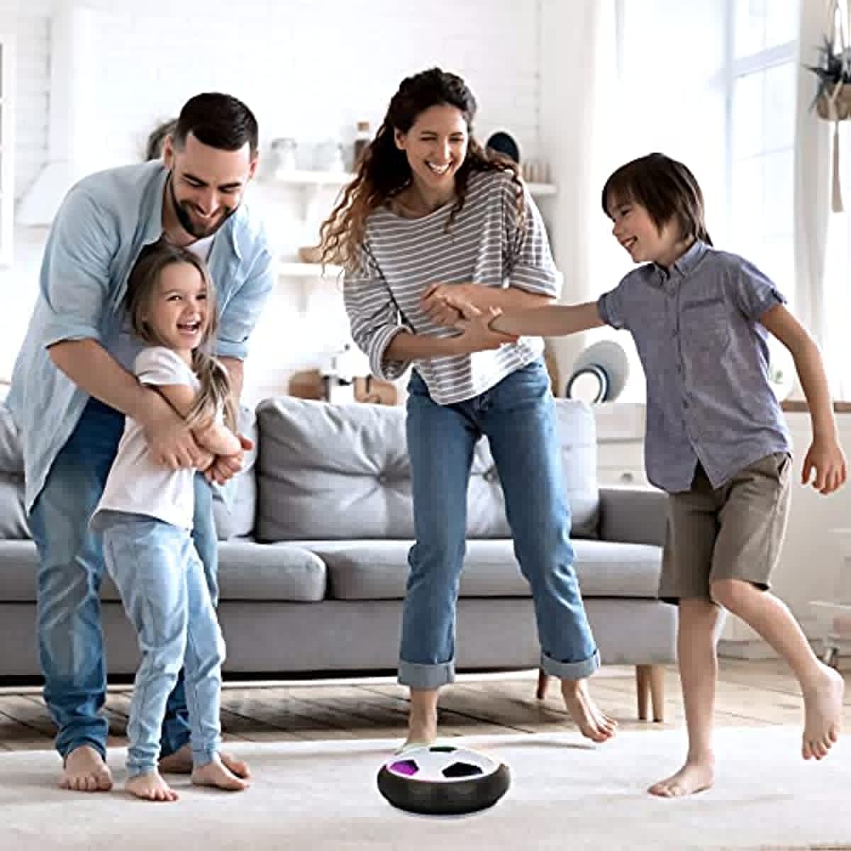 thumbnail image 5 of Ruohey Hover Soccer Ball Toys  LED Hover Ball with Foam Bumper Inflatable Soccer Toys Indoor Battery Operated Air Floating Hovering Disc for Girls and Boys, Soft Foam Bumpers, Ages 3-13, 5 of 7