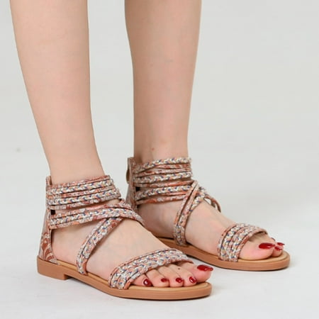 

Summer Shoes for Women Sandals Simple Summer Sandals Beach Sandals for WomanBrand Design Ladies Women Leather Thick Sole Sandals Bohemian Style National Durable Non Slip SandalsBrown39