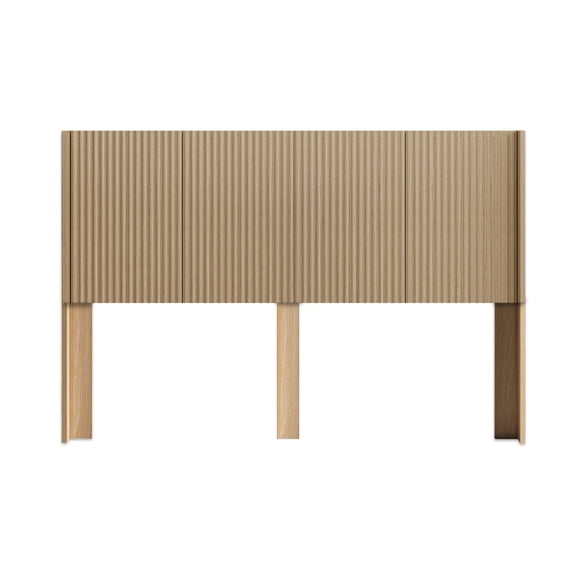 Spaco Modern Farmhouse Wood Headboard King Size, 80.2 in Wide, Fluted Panel Natural Oak Finish