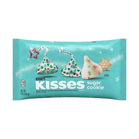 HERSHEY'S, KISSES Sugar Cookie Flavor White Creme with Cookie Pieces Candy, Christmas, 9 oz, Bag