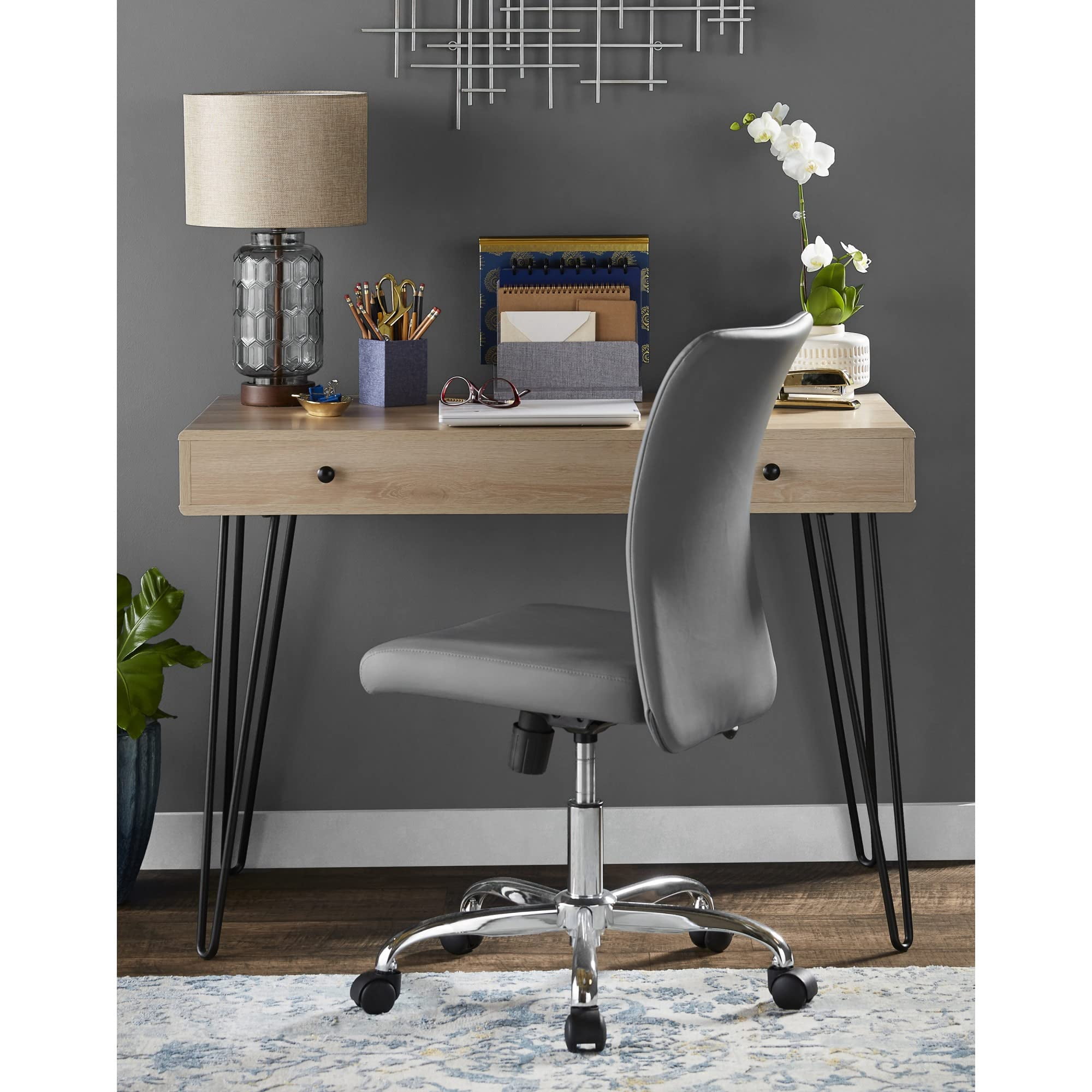 Realspace® Callay 42"W Writing Desk, Blonde Oak/Black