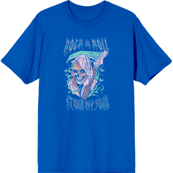 Vintage Reaper Flame Butterfly Adult Royal Blue Crew Neck Short Sleeve Tee-3XL