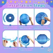 Naler 8 Pcs Planet Paper Lanterns, 12 Outer Space Party Decorations, Solar System Planets Lantern for Kids Space Theme Party Birthday Room Decorations