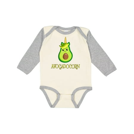 

Inktastic Avocadocorn Avocado with Unicorn Horn and Ears Gift Baby Boy or Baby Girl Long Sleeve Bodysuit