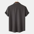 thumbnail image 6 of Mens T-shirts Mens Summer Summer Casual Lapel Solid Color Short Sleeved Button Linen Shirt Clothing Loose Fit Men Short Sleeve Yoga Shirt T Men Long Tees Sleeve Extra Long Grey 3XL, 6 of 9