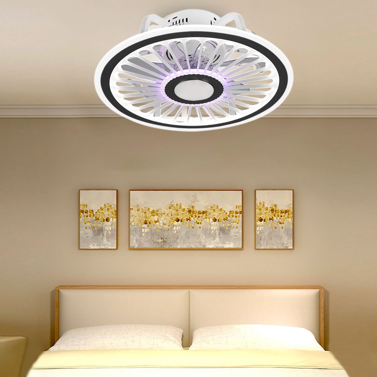 Wuzstar 19.6" Enclosed LED Ceiling Fan Light Ultrathin Quiet Remote