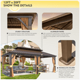 thumbnail image 5 of Hommow 12' x 20' Hardtop Gazebo Aluminum Frame Gazebo with Galvanized Steel Double Roof, 5 of 9