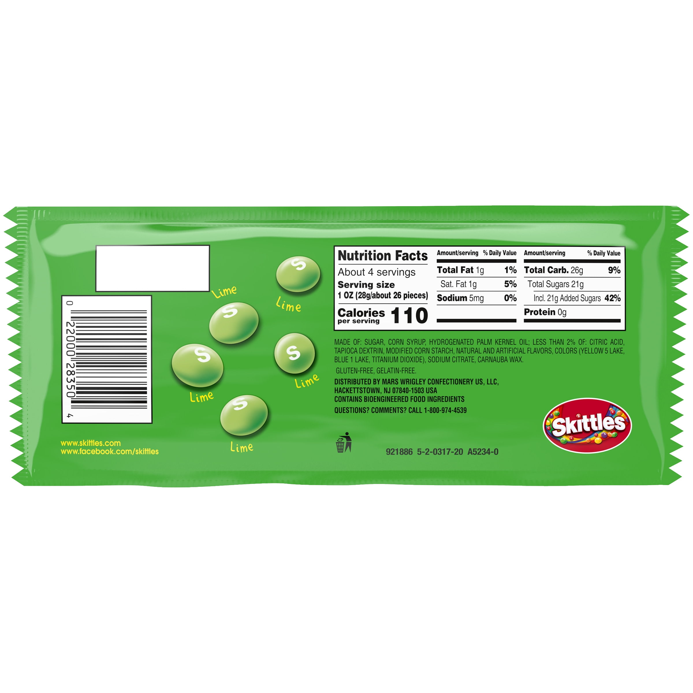 Skittles All Lime Limited Edition Chewy Candy Share Size - 4 oz