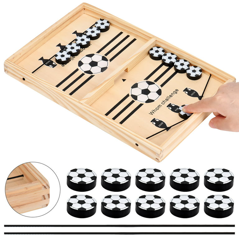 Sling Puck Board Game I Table Top Puck Table Game I Wooden Family Games,  Fast Sling Puck Game, Football Slingshot Game I Table Top Hockey Game for