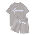 thumbnail image 1 of Venta de liquidación Conjunto de jogging informal para niños combinado con pantalones cortos de manga corta Conjunto de dos piezas Gris 100, 1 of 3