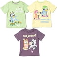thumbnail image 1 of Camiseta Bluey Bingo para niños pequeños, paquete de 3 unidades, gris/amarillo/verde, 4T, 1 of 7