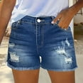 thumbnail image 6 of FUNUONY Jean Shorts Womens High Waisted Stretchy Mom Two Buttons Frayed Raw Hem Ripped Denim Shorts Distressed Shorts for Women Denim Pants Womens Jeans Spring Break Fashion Beach Vacation Clothes Su, 6 of 6