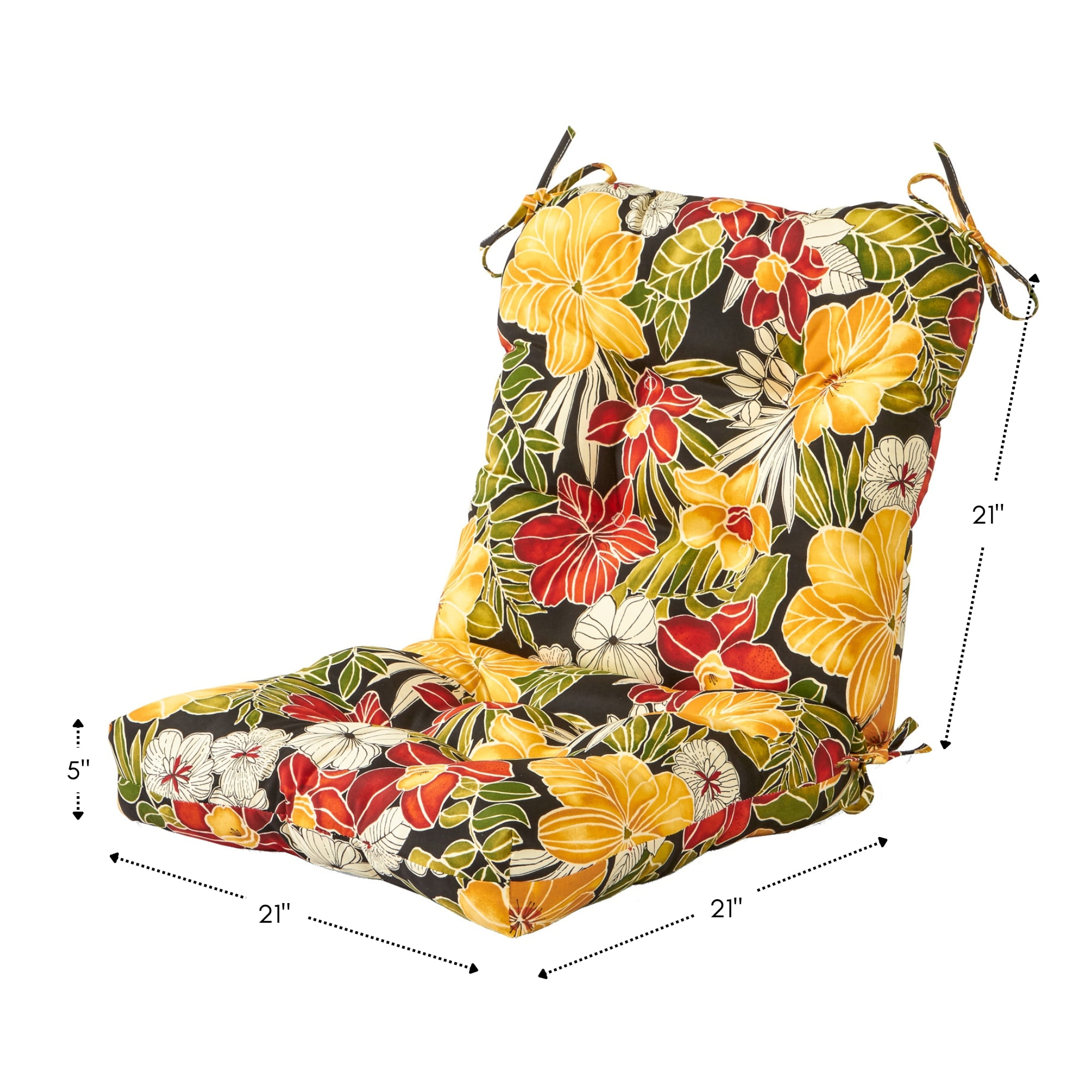 Greendale Home Fashions Outdoor Tufted 42'' x 21'' Chair Cushion, Set of 2, Aloha Black