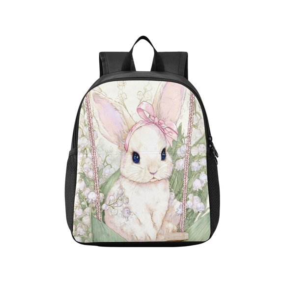 Toddler Backpack Sweet Swing Bunny Waterproof Lightweight Backpack Casual Mini Daypack for Daycare & Travel