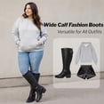 thumbnail image 6 of Love Steetly Women's Extra Wide Calf Knee High Boots, Vintage Faux Leather Double Buckle Block Heel Boots., 6 of 8