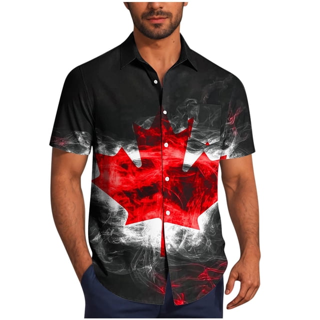 Mens Casual Manga Corta Botón Abajo Camisas, Cuello de Vuelta Impresión para el Verano, Al Aire Libre Y Desgaste Casual