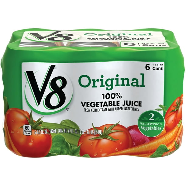 V8 Juice, Original 100 Vegetable Juice, PlantBased Drink, 11.5 Ounce
