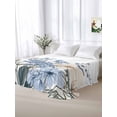 thumbnail image 5 of Blue Floral Spring Full Size Flat Sheet, Wrinkleproof & Fadeproof Cooling Flat Bed Sheet Only, Vintage Summer Botanical Flower Breathable Soft Bedding Top Sheets 81 x 96 Inches, 5 of 8