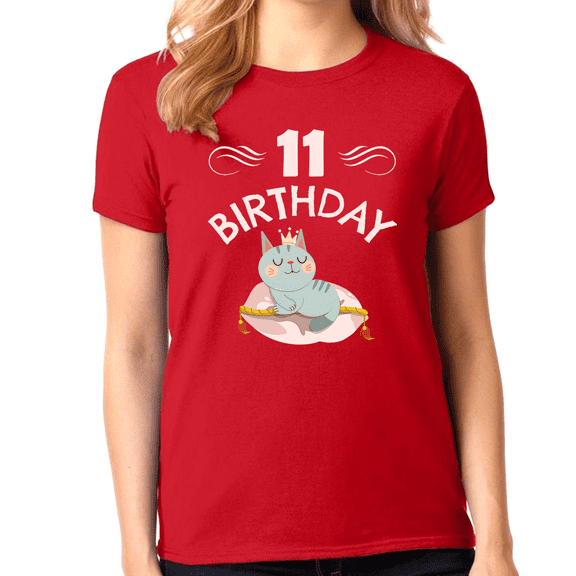 11th Birthday Girl Shirt 11 Year Old Girl Birthday Shirt Cat Shirts for Girls Cute Girls Birthday Shirt