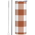 thumbnail image 5 of 20oz Insulated Stainless Steel Tumbler Mug | Buffalo Plaid Brown White Cup with Lid and Straw | Hot and cold insulation |Suitable for Coffee Travel Office Car, 5 of 6