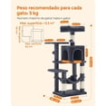 thumbnail image 5 of Feandrea Árbol para Gatos, Torre de Gatos, Altura 112 cm, 4 Postes, 2 Plataformas, 1 Cueva, 1 Hamaca, 2 Pompones, Gris Ahumado, 5 of 5