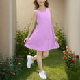 thumbnail image 5 of BRGZLK Girls Sleeveless Stretchy Dress Summer Trendy Solid Round Neck Swing A Line Dress School Recital Dance Dress with Pocket Purple 14-15 Years, 5 of 7