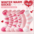 thumbnail image 3 of gcong 6 Packs Fuzzy Socks for Women Girls, Cute Heart Printe Soft Comfy Cozy Fluffy Thick Winter Warm Fleece Slipper Socks for Valentines Gifts, 3 of 10