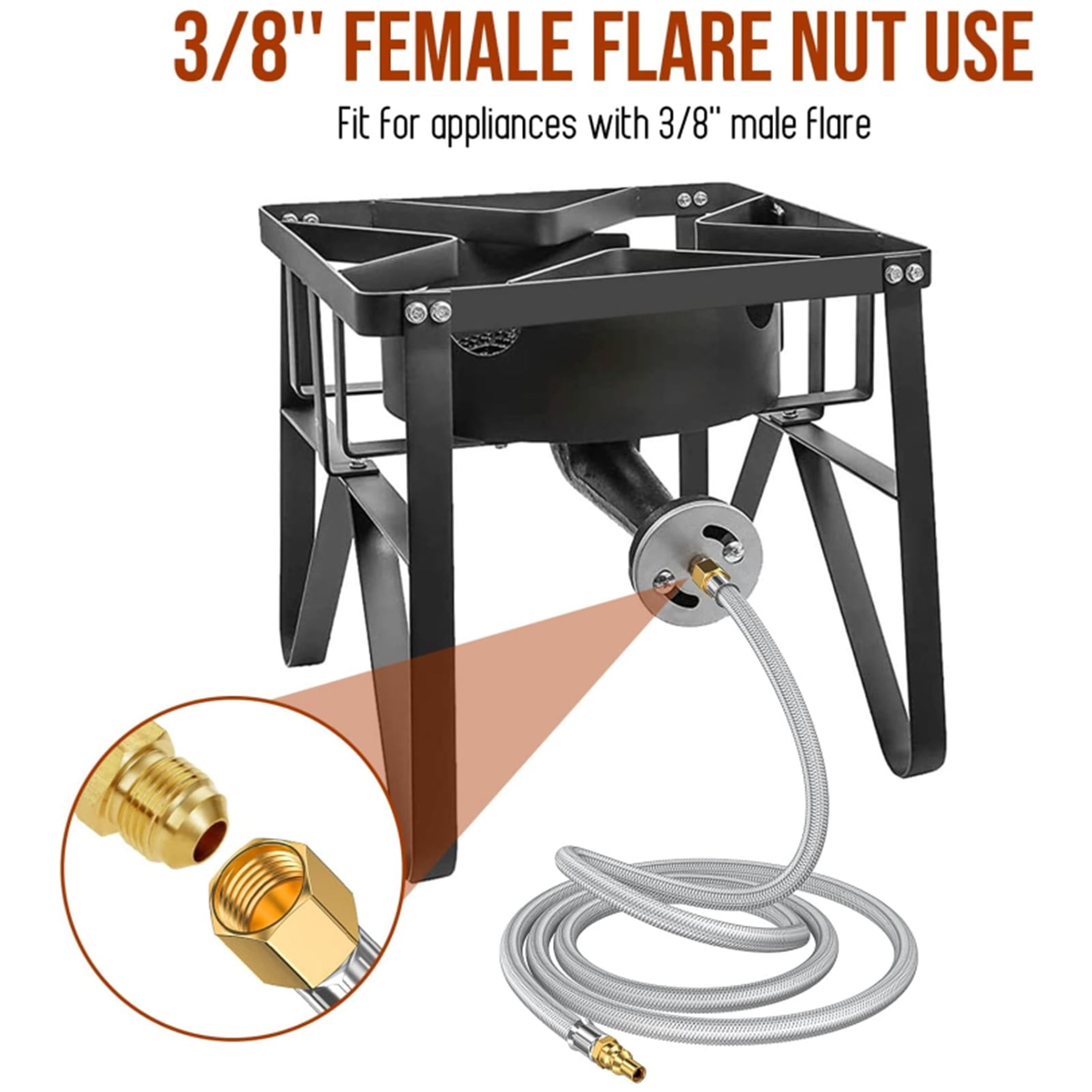 12FT 1/4'' Quick Disconnect Connect Propane Hose for RV to Grill, with Adapter Connects 1 LB Portable Appliance for Blackstone Griddle, Weber Q, Coleman Grill, Buddy Heaters and More, 3/8" Female Nut