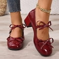 thumbnail image 5 of SCHUHLAND Sweet Lacquer Mary Jane Pumps for Women, Square Toe Medium Block Heel Dress Ballet Shoes with Buckle Strap, 5 of 16