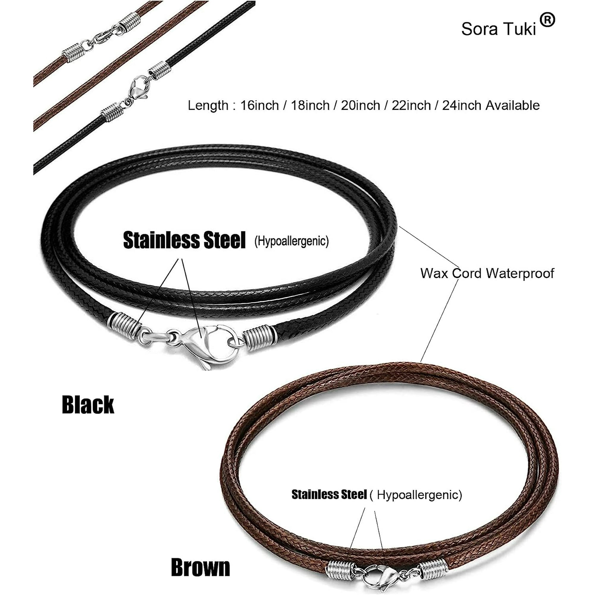 Laibmfc Leather Necklace Cord With Clasp 16inch 24inch Braided Rope Necklace For Men Women 316l Stainless Steel Clasp 2mm Black Leather Cord Necklac
