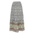 thumbnail image 4 of Women's Bohemian Floral Print Skirts Maxi Flowy Hem Casual High Waist Beach Holiday Vacation Khaki Skirt L, 4 of 5