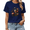 2-Blue, variant on UNISHE Women's Navy Blue Fantasy Antler Bunny Graphic Short Sleeve T-Shirt Summer Daily Top