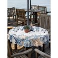 thumbnail image 2 of Outdoor Tablecloths with Umbrella Hole & Zipper, Blue Coastal Starfish Round Tablecloth 54 Inch, Beach Nautical Shell Eucalyptus Wooden Waterproof Table Cloth, Patio/Pool/Picnic Table Covers, 2 of 8