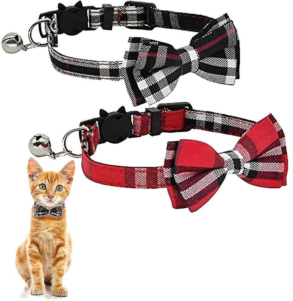 Lot de 2 Colliers pour Chat avec Clochettes et Nœuds Papillon