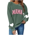 thumbnail image 4 of Women's Mama Printed Crewneck Sweatshirt Long Sleeve Drop Shoulder Heart Graphic Casual Loose Fit Tops (L, Pink), 4 of 6