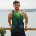 thumbnail image 6 of Balery Green Night Sky Moon Branches Pattern Men's Workout Tank Top Gym Muscle Tee Fitness Bodybuilding Sleeveless T Shirt Quick Dry Fit Muscle Tank Top Slim-Fit Tank-3X-Large, 6 of 7