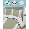 thumbnail image 4 of Quilts Twin-XL Size Bedding Set, Farmhouse Sage Green Lightweight Quilted Comforter, Aesthetic Modern Line Striped Soft Reversible Bedspread Coverlet with Pillow Covers for All Season, 68" x 98", 4 of 7